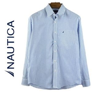 NAUTICA | Active Fit Blue Grid Button Down Shirt